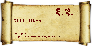 Rill Miksa névjegykártya